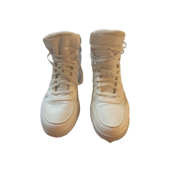 ADIDAS Hoops Mid Classic Shoes Triple White Sneakers Mens Size US 12 *No Insoles - Picture 4 of 12